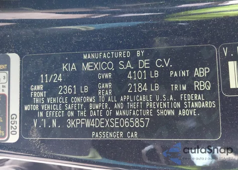 2025 Kia K4 Gt-Line z USA, uszkodzony, nr VIN 3KPFW4DEXSE065857